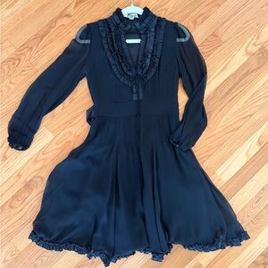 Vintage Chloe Black Ruffled Knee Length Dress